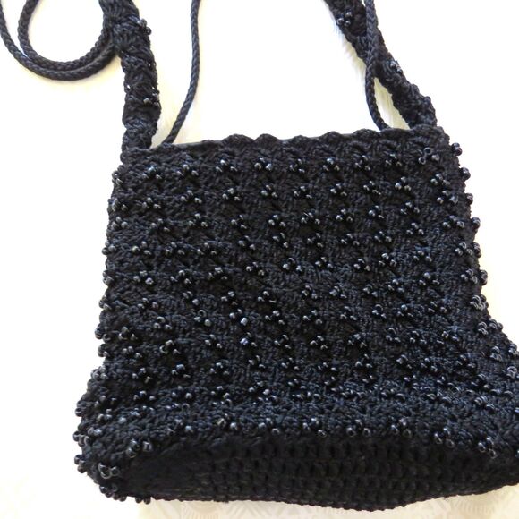 Apt. 9 Handbags - Apt. 9 Retro Black Beaded Crochet Evening Bag/Crossbody Bag NWOT